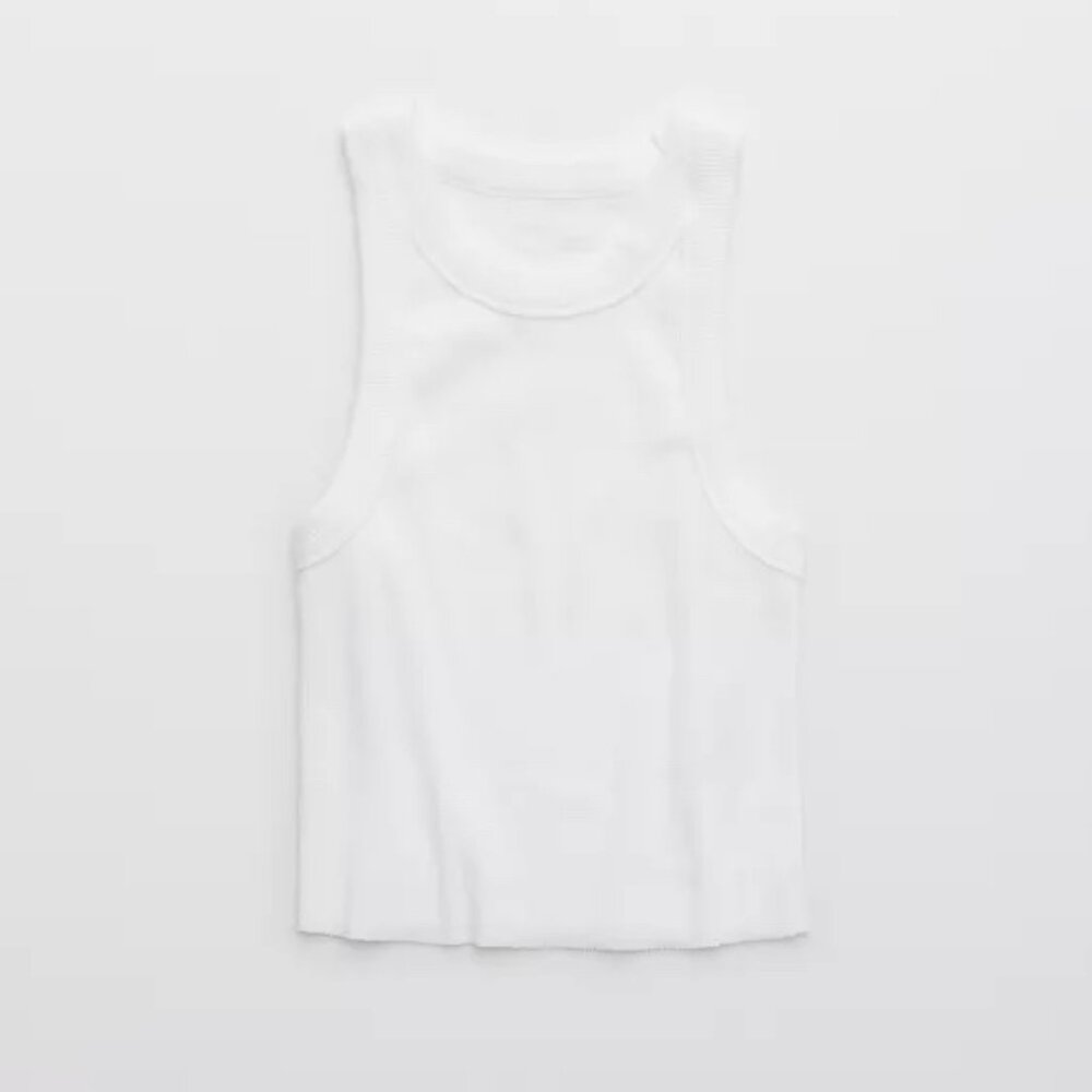 Aerie AE Free Spirit Ribbed Top XS White